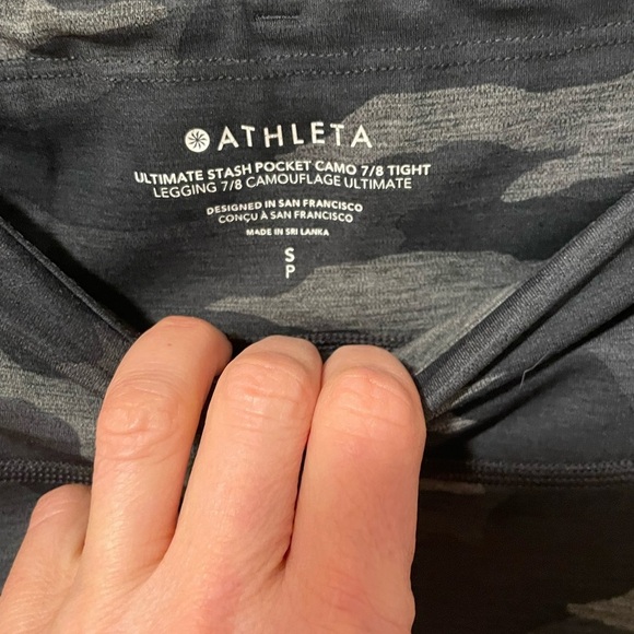 Athleta Ultimate Stash Pocket 7/8 Camouflage Leggings Heather Green Women’s S - Picture 3 of 8